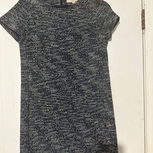 LOFT Blue and White Sheath Mini Dress Crew Neck